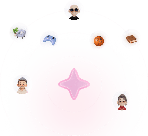 Gift ideas connected around a glowing star